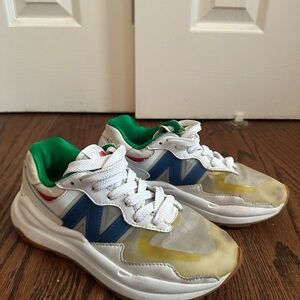 New Balance White, Blue, and Green Sneakers